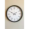 Modern 52 Cm Black & White Roma Rakamlı Metal Duvar Saati