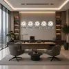 Modern Krom 5’li 36 Cm Metal Tabelalı Dünya Saatleri