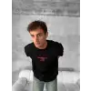 Ön Ve Arka Baskılı Oversize Bisiklet Yaka T-shirt- Siyah