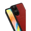 Oppo A38 Sara Kartvizitli Deri Kılıf - Kırmızı