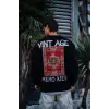 Oversize Bisiklet Yaka Üç İplik Baskılı SweatShirt - Siyah