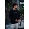 Oversize Bisiklet Yaka Üç İplik Baskılı SweatShirt - Siyah