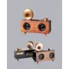 Retro Gramafon Bluetooth Hoparlör Çift Stereo Sesli Fm Radyo Destekli