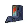 Samsung Galaxy S21 Kılıf Sofya Yüzüklü Silikon Kapak - Lacivert