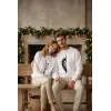 Sevgililer Günü Özel Bisiklet Yaka Aslan Baskılı Oversize Sweatshirt - Beyaz