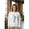 Sevgililer Günü Özel Bisiklet Yaka Aslan Baskılı Oversize Sweatshirt - Beyaz