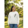 Sevgililer Günü Özel Bisiklet Yaka Baskılı Oversize Sweatshirt - Beyaz