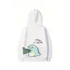 Sevgililer Günü Özel Unisex Kapüşonlu Baskılı Oversize Sweatshirt - Beyaz