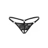 Siyah Dantelli Özel Bölgesi Açık G-String TM1167