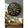 Siyah Mermer Desenli 52 Cm Metal Duvar Saati