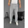 Su Yolu Çizgili Cepli Pantalon - Gri