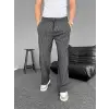 Su Yolu Çizgili Cepli Pantalon - Siyah