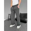 Su Yolu Çizgili Cepli Pantalon - Siyah