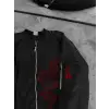 Tam Fermuarlı Uzun Kol Baskılı Bomber Ceket - Siyah