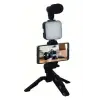 Telefon Tutucu Mikrofonlu Işıklı Youtuber Video Kayıt