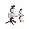 Telefon Tutucu Mini Mikrofonlu Tripod Vlog Çekim Video