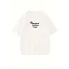 Thousand Baskılı Oversize Bisiklet Yaka T-shirt - Beyaz