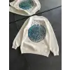 Üç İplik Bisiklet Yaka Baskılı SweatShirt - Beyaz
