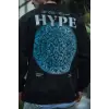 Üç İplik Bisiklet Yaka Baskılı SweatShirt - Siyah