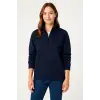 Üç İplik Dık Yaka Yarım Fermuarlı SweatShirt - Lacivert