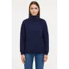 Üç İplik Dık Yaka Yarım Fermuarlı SweatShirt - Lacivert