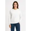 Üç İplik Düz Bisiklet Yaka SweatShirt - Beyaz