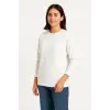 Üç İplik Düz Bisiklet Yaka SweatShirt - Beyaz