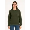 Üç İplik Düz Bisiklet Yaka SweatShirt - Haki