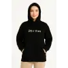 Üç İplik Kapşonlu ön Ve Arka Baskılı SweatShirt Hoodie- Siyah