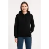 Üç İplik Kapüşonlu Kanguru Çepli SweatShirt Hoodie - Siyah