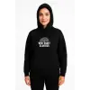 Üç İplik Kapüşonlu Ön Ve Arka Baskılı SweatShirt Hoodie - Siyah