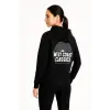 Üç İplik Kapüşonlu Ön Ve Arka Baskılı SweatShirt Hoodie - Siyah