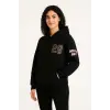 Üç İplik Kapüşonlu Ön Ve Arka Baskılı SweatShirt Hoodie - Siyah