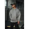 Üç İplik Penye Kapşonlu Basic SweatShirt - Boyalı Gri