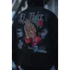 Üç İplik Penye Kapşonlu Baskılı SweatShirt - Siyah