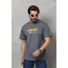 Unisex Basic Bisiklet Yaka Oversize T-Shirt - Füme