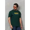 Unisex Basic Bisiklet Yaka Oversize T-Shirt - Yeşil