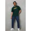 Unisex Basic Bisiklet Yaka Oversize T-Shirt - Yeşil