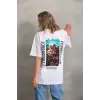 Unisex Baskılı Oversize T-Shirt - Beyaz
