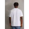 Unisex Baskılı Oversize T-Shirt - Beyaz