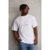 Unisex Baskılı Oversize T-Shirt - Beyaz