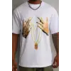 Unisex Baskılı Oversize T-Shirt - Beyaz