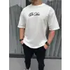 Unisex Baskılı Oversize T-Shirt - Beyaz