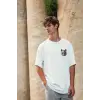Unisex Baskılı Oversize T-Shirt - Beyaz