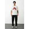 Unisex Baskılı Oversize T-Shirt - Beyaz
