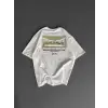 Unisex Baskılı Oversize T-Shirt - Beyaz