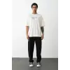 Unisex Baskılı Oversize T-Shirt - Beyaz