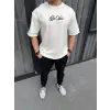 Unisex Baskılı Oversize T-Shirt - Beyaz