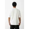 Unisex Baskılı Oversize T-Shirt - Beyaz