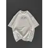 Unisex Baskılı Oversize T-Shirt - Beyaz